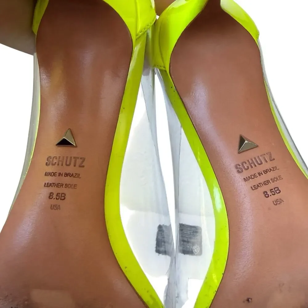 Schutz 250061 Womens Garthy Pointy Toe Pump Neon Yellow Size 8.5 B